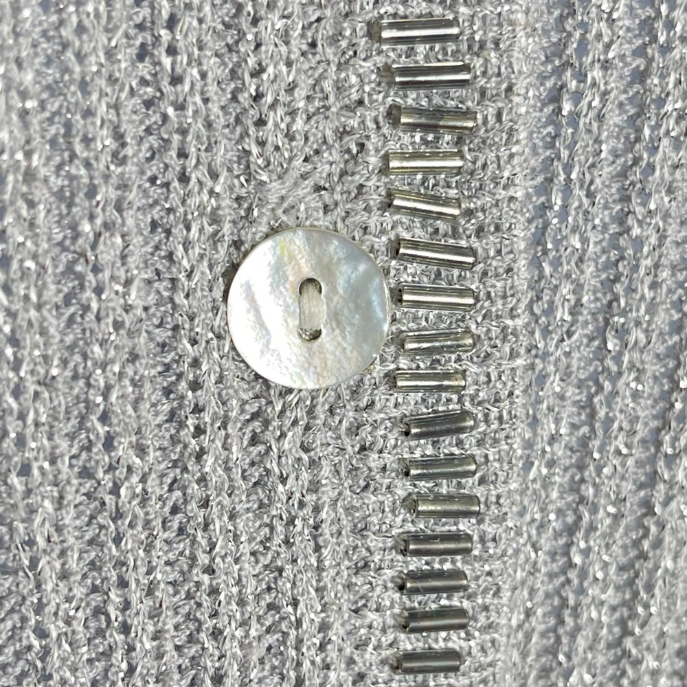 Adrianna Papell Metallic Pewter Glass Beaded Cardigan Size S - Picture 4 of 7